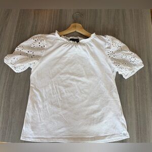 Laundry by Shelli Segal White Eyelet Sleeve Top, size Small